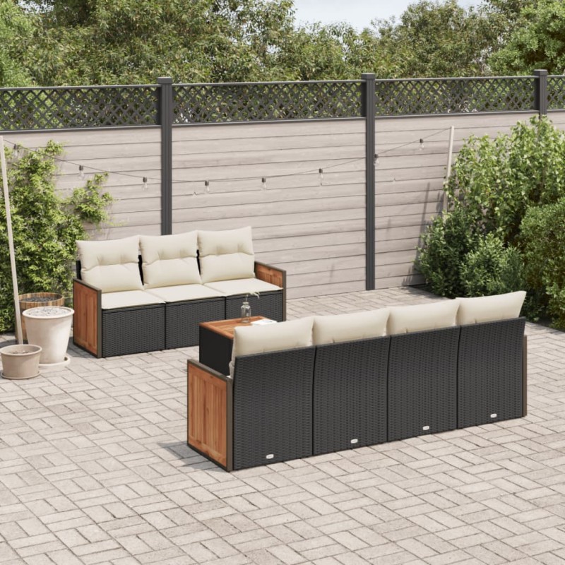 vidaXL 8-tlg. Garten-Sofagarnitur mit Kissen Schwarz Poly Rattan vidaXL 8-tlg. Garten-Sofagarnitur mit Kissen Schwarz Poly Rattan
