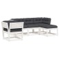 vidaXL 5-tlg. Garten-Lounge-Set mit Kissen Weiß Massivholz Kiefer vidaXL 5-tlg. Garten-Lounge-Set mit Kissen Weiß Massivholz Kiefer