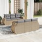 vidaXL 7-tlg. Garten-Sofagarnitur mit Kissen Beige Poly Rattan vidaXL 7-tlg. Garten-Sofagarnitur mit Kissen Beige Poly Rattan