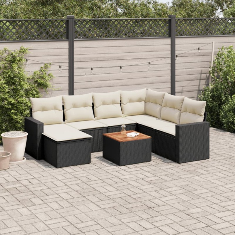 vidaXL 8-tlg. Garten-Sofagarnitur mit Kissen Schwarz Poly Rattan vidaXL 8-tlg. Garten-Sofagarnitur mit Kissen Schwarz Poly Rattan