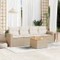 vidaXL 5-tlg. Garten-Sofagarnitur mit Kissen Beige Poly Rattan 