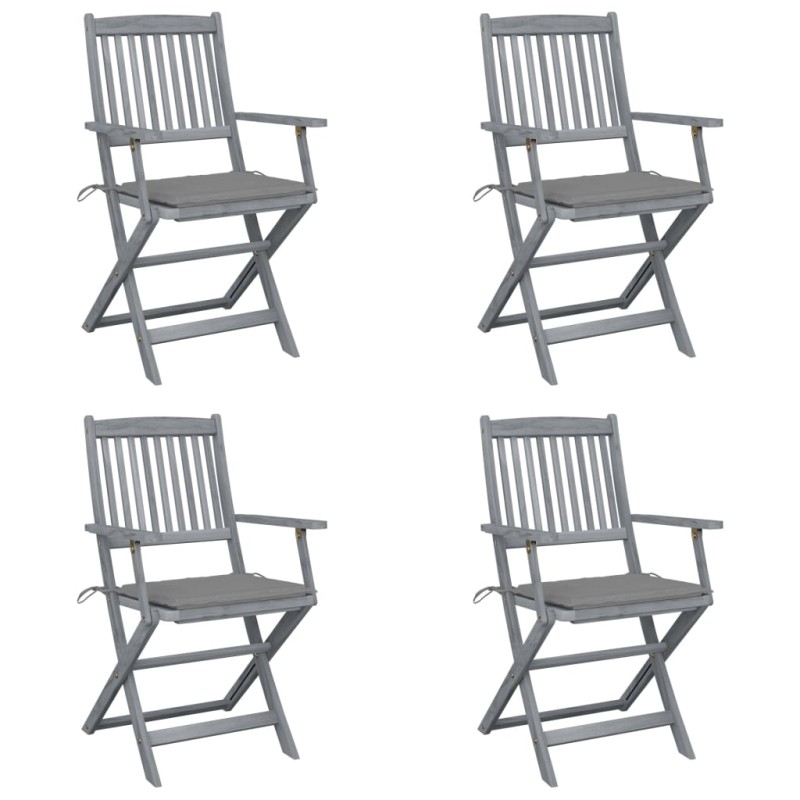 vidaXL Klappbare Gartenstühle 4 Stk. mit Sitzkissen Massivholz Akazie vidaXL Klappbare Gartenstühle 4 Stk. mit Sitzkissen Massivholz Akazie