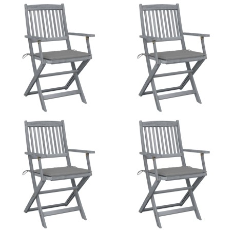 vidaXL Klappbare Gartenstühle 4 Stk. mit Sitzkissen Massivholz Akazie
