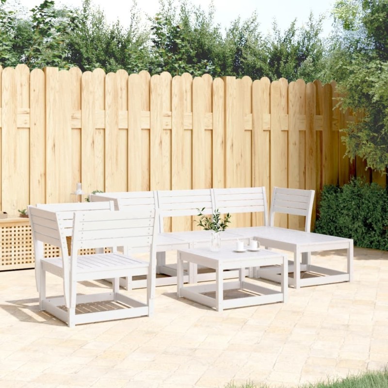 vidaXL 5-tlg. Garten-Lounge-Set Weiß Massivholz Kiefer vidaXL 5-tlg. Garten-Lounge-Set Weiß Massivholz Kiefer