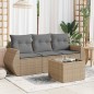 vidaXL 4-tlg. Garten-Sofagarnitur mit Kissen Beige Poly Rattan vidaXL 4-tlg. Garten-Sofagarnitur mit Kissen Beige Poly Rattan