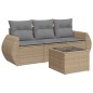 vidaXL 4-tlg. Garten-Sofagarnitur mit Kissen Beige Poly Rattan vidaXL 4-tlg. Garten-Sofagarnitur mit Kissen Beige Poly Rattan