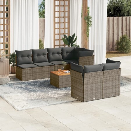 vidaXL 6-tlg. Garten-Sofagarnitur mit Kissen Grau Poly Rattan