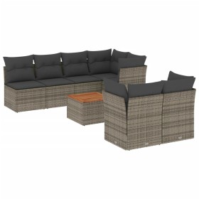vidaXL 6-tlg. Garten-Sofagarnitur mit Kissen Grau Poly Rattan