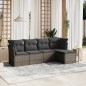 vidaXL 5-tlg. Garten-Sofagarnitur mit Kissen Grau Poly Rattan vidaXL 5-tlg. Garten-Sofagarnitur mit Kissen Grau Poly Rattan