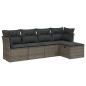 vidaXL 5-tlg. Garten-Sofagarnitur mit Kissen Grau Poly Rattan vidaXL 5-tlg. Garten-Sofagarnitur mit Kissen Grau Poly Rattan