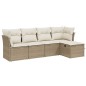 vidaXL 5-tlg. Garten-Sofagarnitur mit Kissen Beige Poly Rattan vidaXL 5-tlg. Garten-Sofagarnitur mit Kissen Beige Poly Rattan