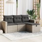 vidaXL 4-tlg. Garten-Sofagarnitur mit Kissen Grau Poly Rattan vidaXL 4-tlg. Garten-Sofagarnitur mit Kissen Grau Poly Rattan