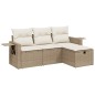 vidaXL 4-tlg. Garten-Sofagarnitur mit Kissen Beige Poly Rattan vidaXL 4-tlg. Garten-Sofagarnitur mit Kissen Beige Poly Rattan