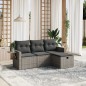 vidaXL 4-tlg. Garten-Sofagarnitur mit Kissen Grau Poly Rattan vidaXL 4-tlg. Garten-Sofagarnitur mit Kissen Grau Poly Rattan