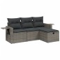 vidaXL 4-tlg. Garten-Sofagarnitur mit Kissen Grau Poly Rattan vidaXL 4-tlg. Garten-Sofagarnitur mit Kissen Grau Poly Rattan
