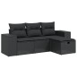 vidaXL 4-tlg. Garten-Sofagarnitur mit Kissen Schwarz Poly Rattan vidaXL 4-tlg. Garten-Sofagarnitur mit Kissen Schwarz Poly Rattan