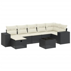 vidaXL 8-tlg. Garten-Sofagarnitur mit Kissen Schwarz Poly Rattan