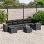 vidaXL 8-tlg. Garten-Sofagarnitur mit Kissen Schwarz Poly Rattan