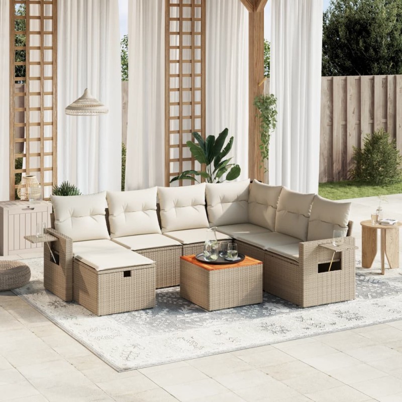 vidaXL 8-tlg. Garten-Sofagarnitur mit Kissen Beige Poly Rattan vidaXL 8-tlg. Garten-Sofagarnitur mit Kissen Beige Poly Rattan