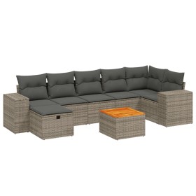 vidaXL 8-tlg. Garten-Sofagarnitur mit Kissen Grau Poly Rattan