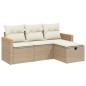 vidaXL 4-tlg. Garten-Sofagarnitur mit Kissen Beige Poly Rattan vidaXL 4-tlg. Garten-Sofagarnitur mit Kissen Beige Poly Rattan