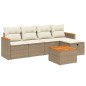 vidaXL 6-tlg. Garten-Sofagarnitur mit Kissen Beige Poly Rattan vidaXL 6-tlg. Garten-Sofagarnitur mit Kissen Beige Poly Rattan
