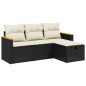 vidaXL 4-tlg. Garten-Sofagarnitur mit Kissen Schwarz Poly Rattan vidaXL 4-tlg. Garten-Sofagarnitur mit Kissen Schwarz Poly Rattan