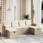 vidaXL 6-tlg. Garten-Sofagarnitur mit Kissen Beige Poly Rattan vidaXL 6-tlg. Garten-Sofagarnitur mit Kissen Beige Poly Rattan