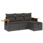 vidaXL 4-tlg. Garten-Sofagarnitur mit Kissen Schwarz Poly Rattan vidaXL 4-tlg. Garten-Sofagarnitur mit Kissen Schwarz Poly Rattan