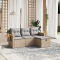 vidaXL 4-tlg. Garten-Sofagarnitur mit Kissen Beigemischung Poly Rattan vidaXL 4-tlg. Garten-Sofagarnitur mit Kissen Beigemischung Poly Rattan