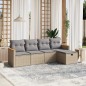 vidaXL 5-tlg. Garten-Sofagarnitur mit Kissen Beige Poly Rattan vidaXL 5-tlg. Garten-Sofagarnitur mit Kissen Beige Poly Rattan