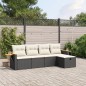 vidaXL 5-tlg. Garten-Sofagarnitur mit Kissen Schwarz Poly Rattan vidaXL 5-tlg. Garten-Sofagarnitur mit Kissen Schwarz Poly Rattan