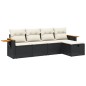 vidaXL 5-tlg. Garten-Sofagarnitur mit Kissen Schwarz Poly Rattan vidaXL 5-tlg. Garten-Sofagarnitur mit Kissen Schwarz Poly Rattan
