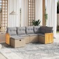vidaXL 6-tlg. Garten-Sofagarnitur mit Kissen Beige Poly Rattan vidaXL 6-tlg. Garten-Sofagarnitur mit Kissen Beige Poly Rattan