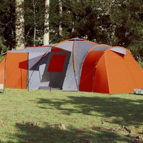 vidaXL Kuppel-Familienzelt 12 Personen Grau und Orange Wasserdicht