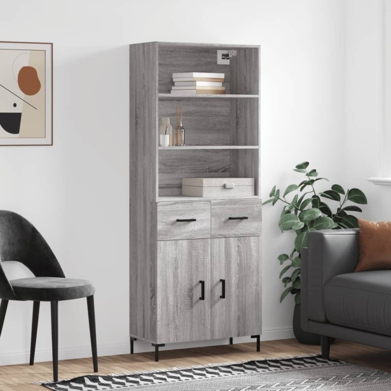 vidaXL Highboard Grau Sonoma 69,5x34x180 cm Holzwerkstoff vidaXL Highboard Grau Sonoma 69,5x34x180 cm Holzwerkstoff