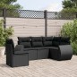 vidaXL 5-tlg. Garten-Sofagarnitur mit Kissen Schwarz Poly Rattan vidaXL 5-tlg. Garten-Sofagarnitur mit Kissen Schwarz Poly Rattan