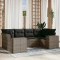 vidaXL 6-tlg. Garten-Sofagarnitur mit Kissen Grau Poly Rattan vidaXL 6-tlg. Garten-Sofagarnitur mit Kissen Grau Poly Rattan