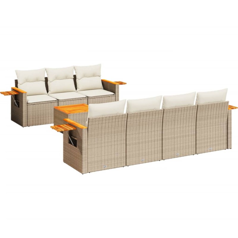 vidaXL 8-tlg. Garten-Sofagarnitur mit Kissen Beige Poly Rattan vidaXL 8-tlg. Garten-Sofagarnitur mit Kissen Beige Poly Rattan