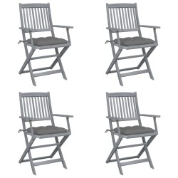 vidaXL Klappbare Gartenstühle 4 Stk. mit Kissen Massivholz Akazie