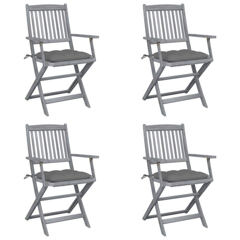 vidaXL Klappbare Gartenstühle 4 Stk. mit Kissen Massivholz Akazie vidaXL Klappbare Gartenstühle 4 Stk. mit Kissen Massivholz Akazie