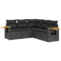 vidaXL 5-tlg. Garten-Sofagarnitur mit Kissen Schwarz Poly Rattan vidaXL 5-tlg. Garten-Sofagarnitur mit Kissen Schwarz Poly Rattan