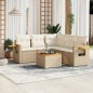 vidaXL 6-tlg. Garten-Sofagarnitur mit Kissen Beige Poly Rattan vidaXL 6-tlg. Garten-Sofagarnitur mit Kissen Beige Poly Rattan