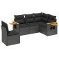 vidaXL 5-tlg. Garten-Sofagarnitur mit Kissen Schwarz Poly Rattan vidaXL 5-tlg. Garten-Sofagarnitur mit Kissen Schwarz Poly Rattan