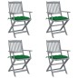 Klappbare Gartenstühle 4 Stk. mit Kissen Massivholz Akazie Klappbare Gartenstühle 4 Stk. mit Kissen Massivholz Akazie