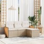 vidaXL 4-tlg. Garten-Sofagarnitur mit Kissen Beige Poly Rattan vidaXL 4-tlg. Garten-Sofagarnitur mit Kissen Beige Poly Rattan