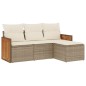 vidaXL 4-tlg. Garten-Sofagarnitur mit Kissen Beige Poly Rattan vidaXL 4-tlg. Garten-Sofagarnitur mit Kissen Beige Poly Rattan