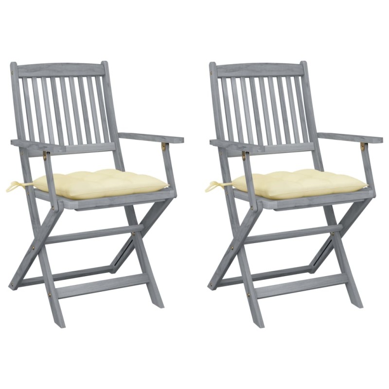 Klappbare Gartenstühle 2 Stk. mit Kissen Massivholz Akazie Klappbare Gartenstühle 2 Stk. mit Kissen Massivholz Akazie