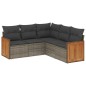 vidaXL 5-tlg. Garten-Sofagarnitur mit Kissen Grau Poly Rattan vidaXL 5-tlg. Garten-Sofagarnitur mit Kissen Grau Poly Rattan