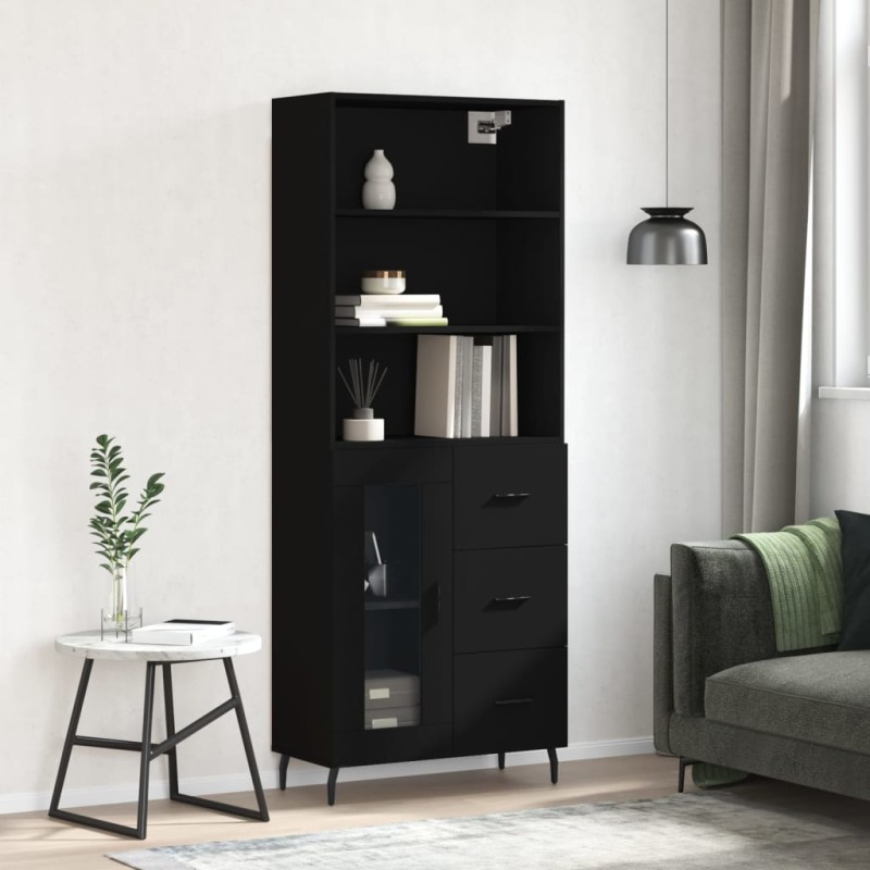 Highboard Schwarz 69,5x34x180 cm Holzwerkstoff Highboard Schwarz 69,5x34x180 cm Holzwerkstoff